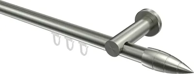 Produktbild von Interdeco Innenlaufstange / Gardinenstange mit Innenlauf Edelstahl-Optik, Typ Platon Samanto (Rillenpatrone), 20 mm Ø 1-läufig, 140 cm