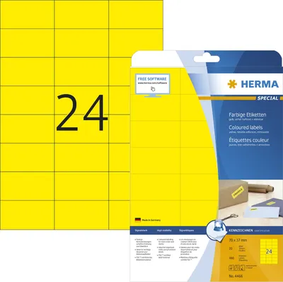 Produktbild von Etiketten A4 gelb 70x37 mm Papier matt 480 St.
