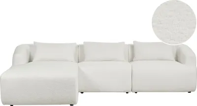 Produktbild von BELIANI Ecksofa Cremeweiß Bouclé L-förmig 3-Sitzer Sofa mit Chaiselongue Rechtsseitig Wohnzimmermöbel Modern Wohnzimmer Ausstattung Wohnecke Sitzecke