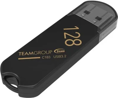 Produktbild von Team Group C183, 128 GB, USB Typ-A, 3.2 Gen 1 (3.1 Gen 1), 100 MB/s, Kappe, Schwarz