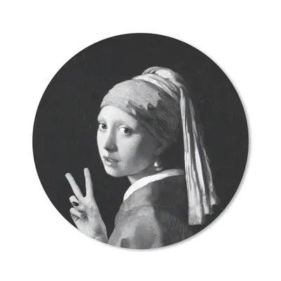 Produktbild von MuchoWow® Mauspad Mousepad Das Mädchen mit dem Perlenohrring - Johannes Vermeer - Schwarz und weiß 50x50 cm - Mousepads - Maus Mat - Pad - Mausunterlage - Vinyl