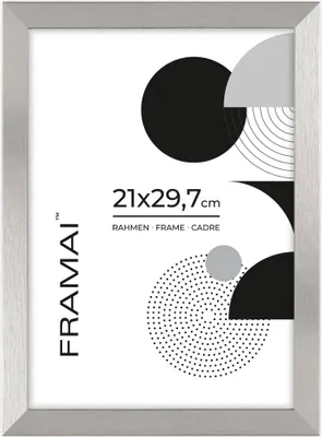 Image de Framai® Cadre photo 21x29,7 DIN A4 ARGENT MDF Cadre écologique avec plexi incassable, accroche et présentoir