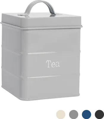 Produktbild von Harbour Housewares Industrie Teedose - Vintage Style Stahl Küche Storage Caddy mit Deckel - Grau