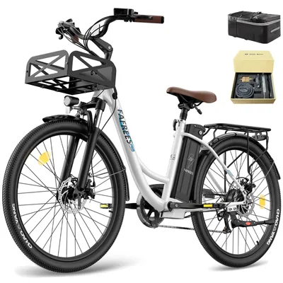 Produktbild von E-Bike Pannensichere Reifen 26 Zoll 158 - 198 cm MTB 36 V 250 W bis zu 160 - 200 km Mountainbike Wasserdicht IP54 mit 7 Gang, Weiß