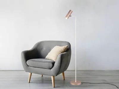 Produktbild von Leselampe Stehlampe Metall Coffee / Weiß, LED dimmbar, Spot schwenkbar, H 151cm