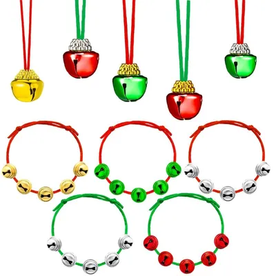 Weihnachtsglocken-Set, 10 Stück, Armband & Kette, DIY-Deko