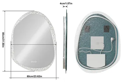 Produktbild von LED Badspiegel 60 x 80 cm - Wandspiegel rahmenlos - Hinterleuchtet - Touchsensor - Beschlagfrei - Einstellbare Farbtemperatur 3000–6000K - IP44