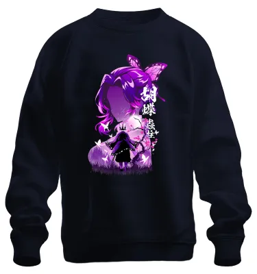 Produktbild von Kimetsu no Yaiba Shinobu Kocho Demon Slayer Schmetterling Sweatshirt Pullover, Navy, S