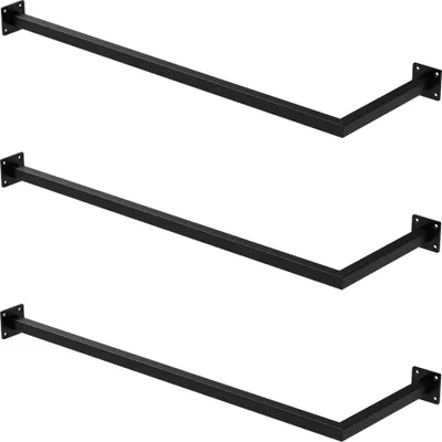 Obrázok produktu pre ML-Design sada 3 rohových vešiakov na šaty na stenu, 30x90 cm, čierna farba, z ocele, vešiak na šaty v tvare L, vrátane montážneho materiálu