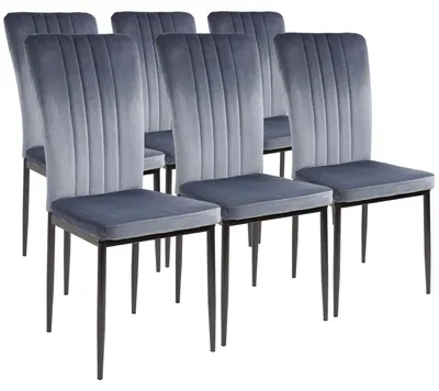 Obrázek produktu pro Židle do jídelny Albatros se sametovým potahem sada 6 židlí MODENA, šedá - stylový vintage design, elegantní čalouněná židle k jídelnímu stolu - židle do kuchyně nebo jídelny s vysokou nosností