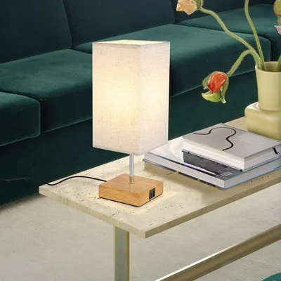 Produktbild von ZMH 1er Set Tischlampe touch dimmbar Nachttischlampe 2 USB - Vintage Tischleuchte mit Ladefunktion E27 Aufladbar Nachtlicht Licht mit Stoff Lampenschirm fš¹r Wohnzimmer Schlafzimmer Bedside - Bulb inklusiv