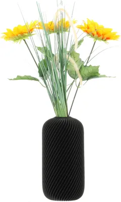 Image de Vase de fleurs artificielles 3D noir haut 16cm plastique décoratif