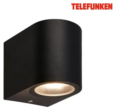 Image de Telefunken LED Applique murale, protection contre les projections d'eau, on/off via interrupteur mural, noir, dimensions : 8 x 7 x 9 cm