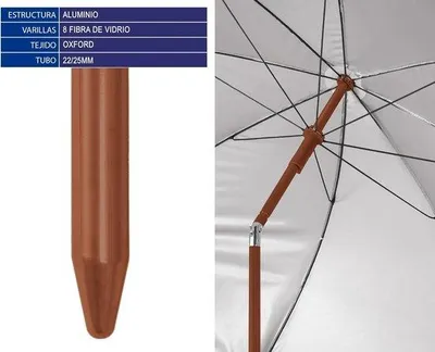 Image de Parasol en aluminium Ø 180-240 cm avec sangles, indice de protection solaire 50+, bleu, 180 cm, parasol de plage