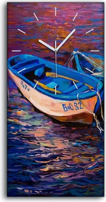 Produktbild von Dekor Leinwand Uhr Wandbilder 30x60 Fischerboote Moderner Kunst - weiße Hände