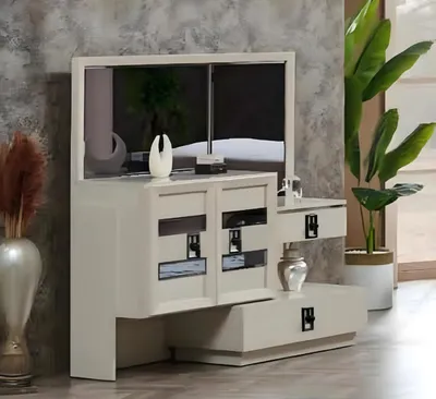 Produktbild von Luxus Holz Möbel Schminktisch mit Spiegel Modern Design Schlafzimmer