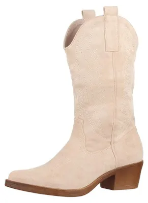 Produktbild von Elara Damen Cowboy Stiefel Biker Boots Chunkyrayan 301-A32S Beige-40