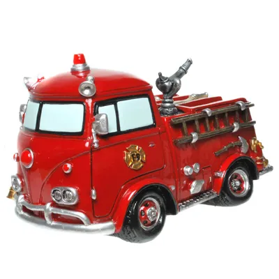 Produktbild von Kremers Schatzkiste Sparschwein Feuerwehrauto 19 cm Nostalgie Spardose Polyresin