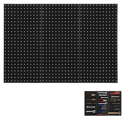 Image de Panneaux perforés en métal - Étagère murale en pegboard 61 x 30 cm - Lot de 3 - Fixation murale - Établi de garage - Rangement d'outils