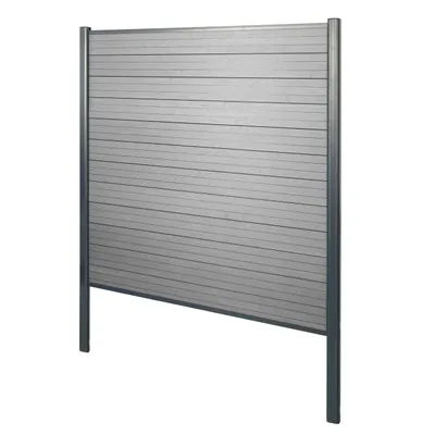 Immagine prodotto di Schermo privacy in WPC Sarthe, recinzione frangivento, pali in alluminio da fissare nel calcestruzzo ~ elemento di base, 190 cm grigio