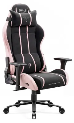 Obrázok produktu pre Herná stolička Diablo Chairs X-One 2.0 z látky, ergonomická kancelárska stolička, otočná stolička, veľkosť Normal, čierna a ružová