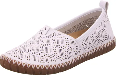Produktbild von Rieker Damen Slipper Leder Mokassin Lochmuster Gummizug M2851, Größe:42 EU, Farbe:Weiß