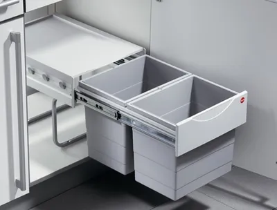 Image de Hailo Tandem 4. poubelle, gris clair.  - Poubelle