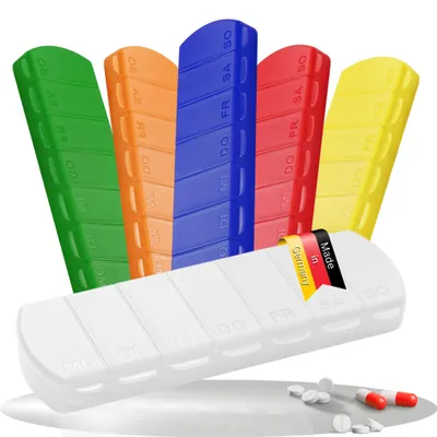 Produktbild von Medikamentenbox "Seven Days" – BPA-freie Pillendose mit 7 Fächern für jeden Wochentag, robuster Pillenbehälter - Tablettenbox  Germany - Transparent-milchig