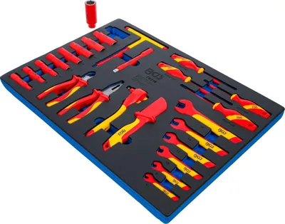 Immagine prodotto di BGS carrello da officina inserto 3/3: set di chiavi a bussola VDE a bussola quadra 10 mm (3/8") 26 pezzi - 70218