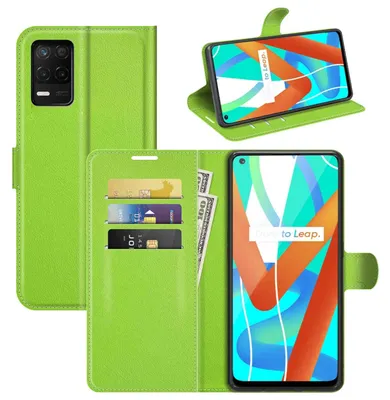 Image de Étui de protection en simili cuir vert pour téléphone portable Oppo Realme 8 / 8 Pro