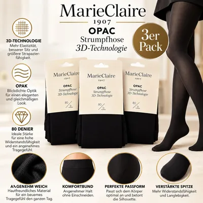 Produktbild von Marie Claire OPAC Strumpfhose – 80 DEN – Schwarz – Größe L – 3er Pack