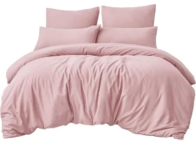 Immagine prodotto di Set di lenzuola matrimoniali 200x200 cm, composto da 3 pezzi, in microfibra rosa, con cerniera e ÖKO-TEX