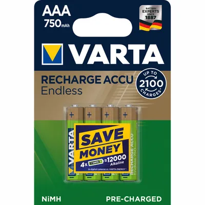 Produktbild von VARTA NiMH Akku "RECHARGE ACCU Endless" Micro AAA 750 mAh