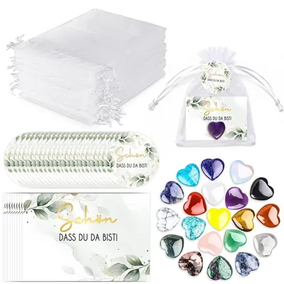 24 Herzsteine Gastgeschenke „Schön, dass du da bist“