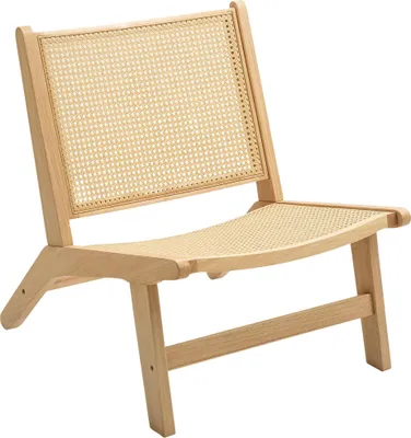 Produktbild von Rattanstuhl, Lesestuhl, Holzrahmen, breiter Sitz, 64 x 70 x 74 cm, Naturholz