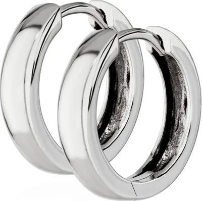 Produktbild von Paar 925er Sterlingsilber Klappcreolen Ohrringen 14 X 3mm Anlaufgeschützt 4807