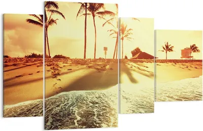 Produktbild von Bild auf Leinwand - Leinwandbild - Strand Meer Palme - 120x70cm - Wand Bild - Wanddeko - Wandbilder - Leinwanddruck - Bilder - Kunstdruck - Wanddekoration - Leinwand bilder - Wandkunst - DL120x70-3609