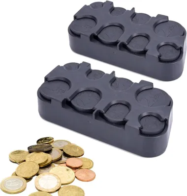 Imagen del producto de Caja para monedas, 2 unidades, con 8 compartimentos, para monedas de euro (de 2 euros a 1 céntimo), clasificadora de monedas para automóvil