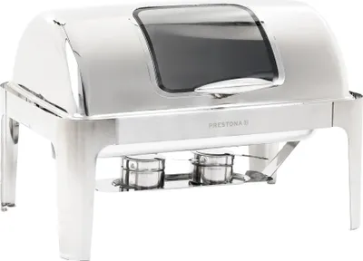Produktbild von TECHNICA PRESTONA Chafing dish aus Edelstahl 9L – Warmhaltebehälter Robust und pflegeleicht für buffet – Professioneller Speisenwärmer GN 1/1 Mit Deckel Roll-Top, Wärmebehälter 63,5x45,5x44cm