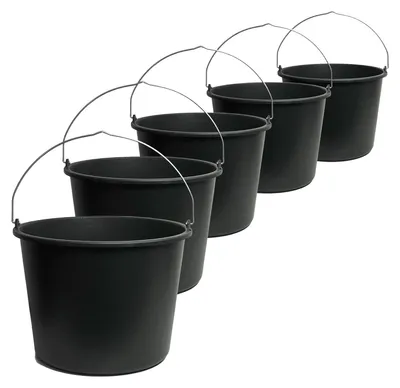 Produktbild von 5x Eimer 12 Liter mit Literskala Baueimer, Mörtelkübel, Putzeimer, Malereimer