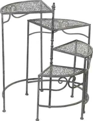 Zdjęcie produktu dla Stolik na rośliny - Romantyczny - 33x33x70 cm - Stal - Szary kolor