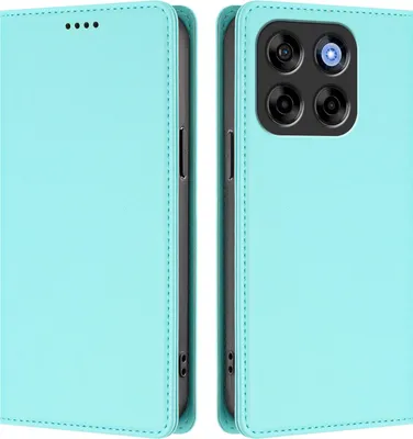 Image de Étui en cuir pour ZTE Blade V70/nubia V70, étui à rabat magnétique en cuirPolyuréthaneavec support, vert menthe