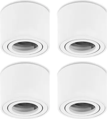 Produktbild von Deckenspots 4xAufputz flach 50mm Aluminium Aufbauspots weiß matt rund