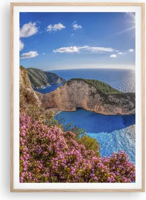 Produktbild von Gerahmtes Poster - Rahmen in heller Eiche - Meer Sommer Blume - 70x100 cm - Wand Bild - Wanddeko - Wandbilder - Wandposter - Bilderrahmen - Bilder - Kunstdruck - Wandbild - P2NPA70x100-3741