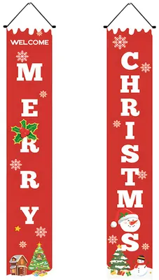 Productafbeelding van Kerstbanner – 30 x 180 cm – Kerstversiering voor de veranda – Kerstdecoratie voor de deur – Kerstdecoratie – Nieuwjaarsdecoratie