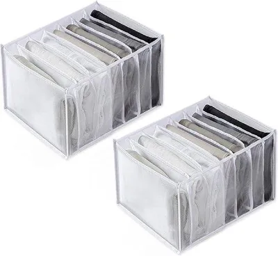 Productafbeelding van Famanu opbergboxen, 2 stuks - Opvouwbaar, wit, met 7 compartimenten