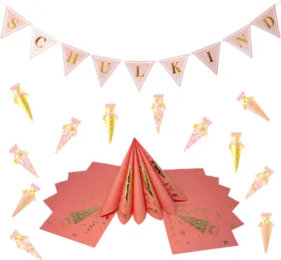 Produktbild von Oblique Unique Schuleinführung Schulanfang Einschulung Deko Set - Schulkind Girlande + Servietten + Zuckertüten Konfetti