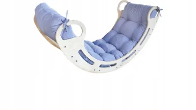 Produktbild von Montessori-Schaukel mit Kissen (in grauer Farbe) MAX 120 cm, 130 kg, natur, 5 in 1, 7 in 1