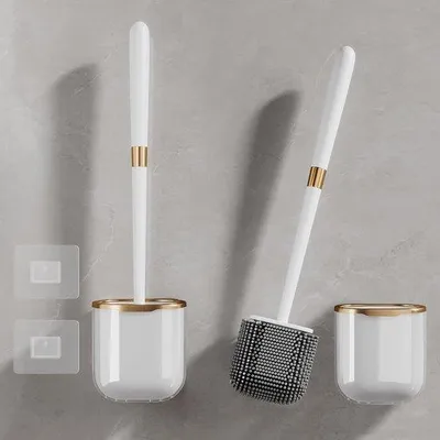 Produktbild von Toiletborstel-Set, silikon, lang, weiß, wandmontiert