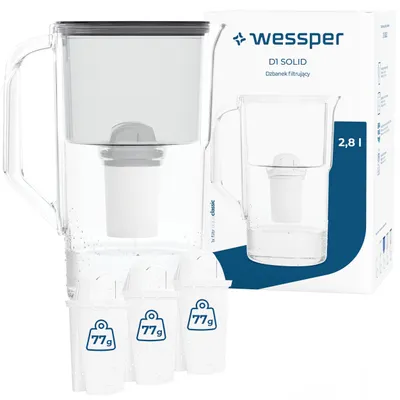 Imagen del producto de Jarra filtrante Wessper D1 SOLID, 2,8 litros, color , con 4 filtros aquaclassic